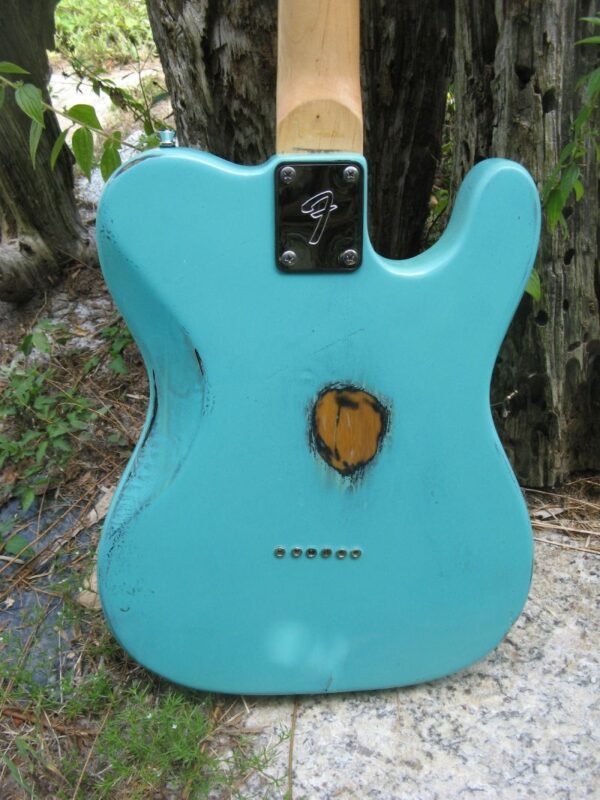 body back close up of Sonic Blue Relic Telecaster